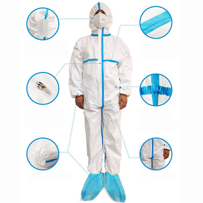 La ropa protectora ISO13485 impermeabiliza el mono estático anti de las batas con el puño hecho punto